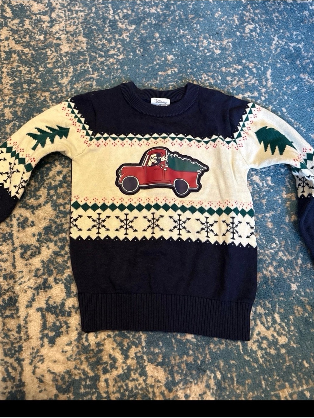 Disney Mickey Mouse Christmas Crewneck Sweater with Green Tree